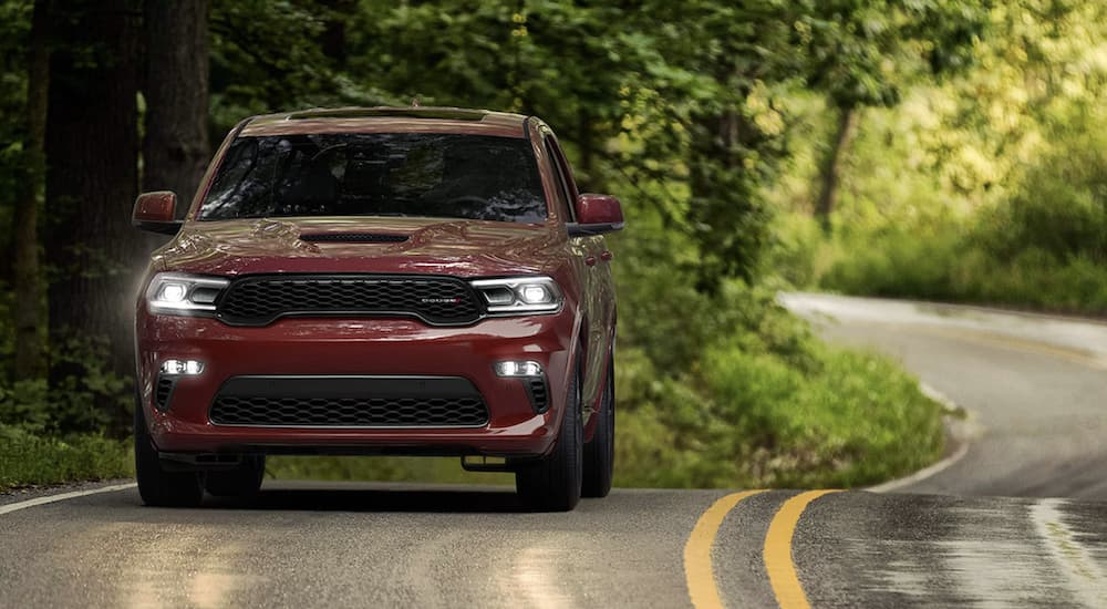 A red 2022 Dodge Durango is shown from the front.