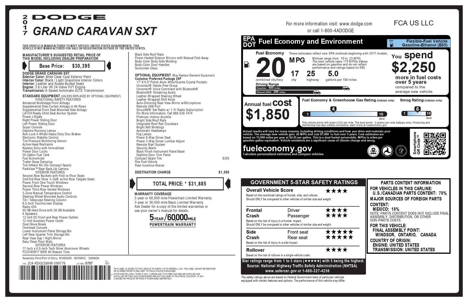 2017 Dodge Grand Caravan SXT