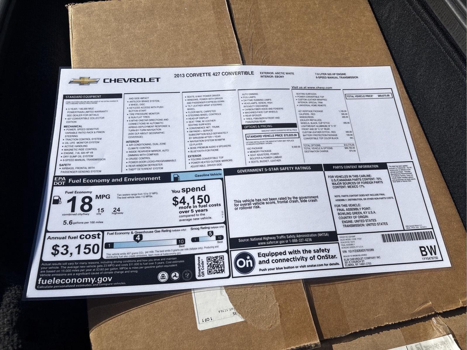 2013 Chevrolet Corvette 427 1SC