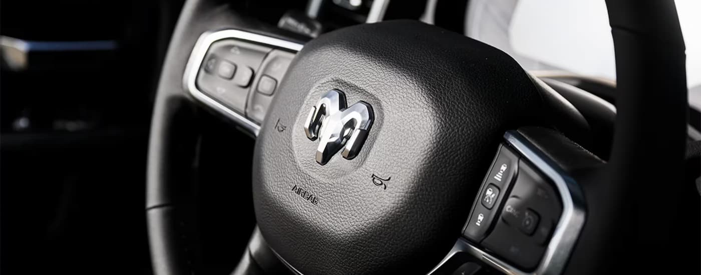 Steering wheel in a 2025 Ram 2500